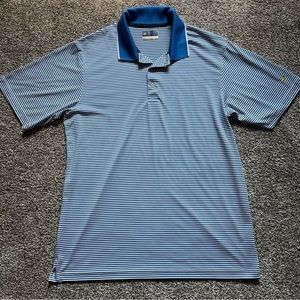 Jack Nicklaus Golden Bear Men XL Blue White Stripe StayDri Moisture Wicking Polo